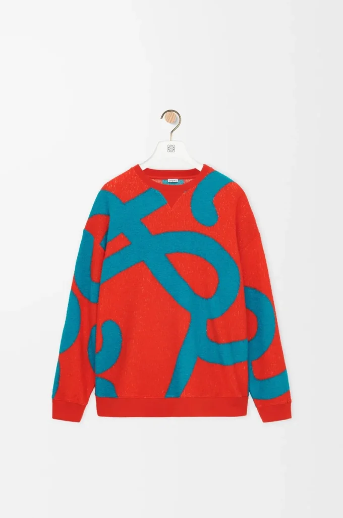 Sweatshirt aus Wolle und Baumwolle Blau/Orange