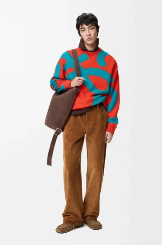 Sweatshirt aus Wolle und Baumwolle Blau/Orange