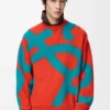Sweatshirt aus Wolle und Baumwolle Blau/Orange