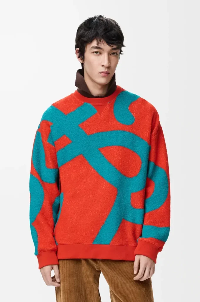 Sweatshirt aus Wolle und Baumwolle Blau/Orange