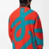 Sweatshirt aus Wolle und Baumwolle Blau/Orange