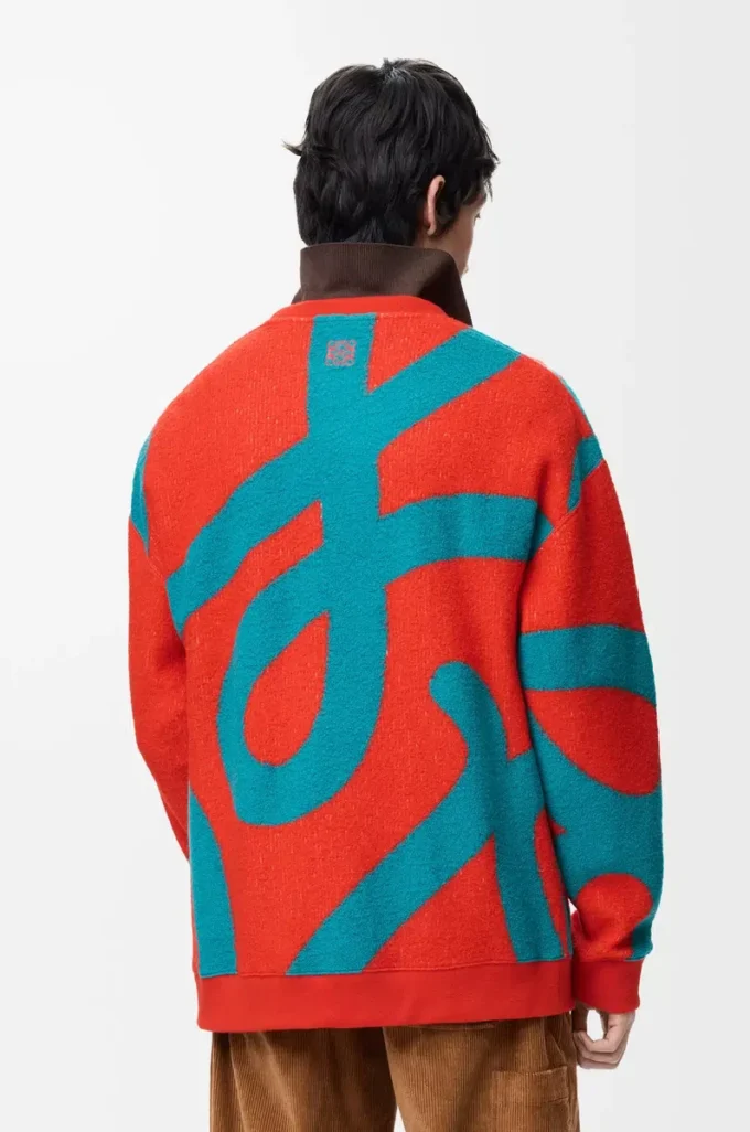Sweatshirt aus Wolle und Baumwolle Blau/Orange