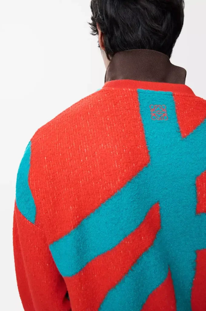 Sweatshirt aus Wolle und Baumwolle Blau/Orange