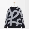 Sweatshirt aus Wolle und Baumwolle Navy/Grau