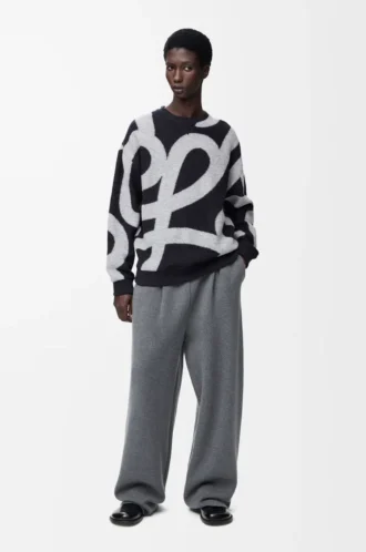 Sweatshirt aus Wolle und Baumwolle Navy/Grau