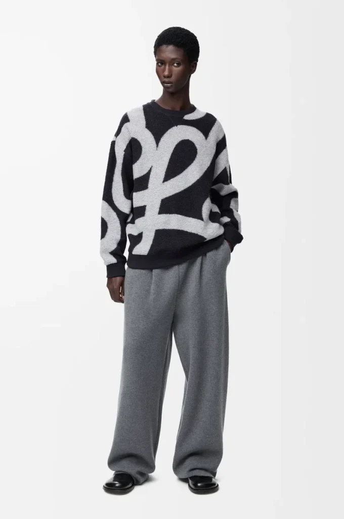Sweatshirt aus Wolle und Baumwolle Navy/Grau