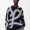 Sweatshirt aus Wolle und Baumwolle Navy/Grau