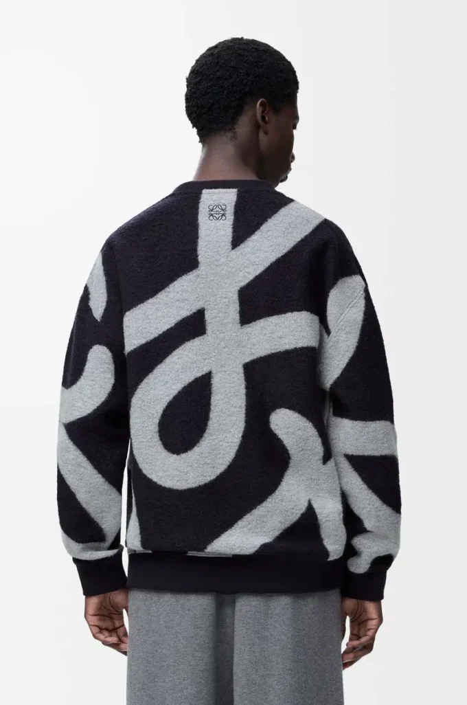 Sweatshirt aus Wolle und Baumwolle Navy/Grau