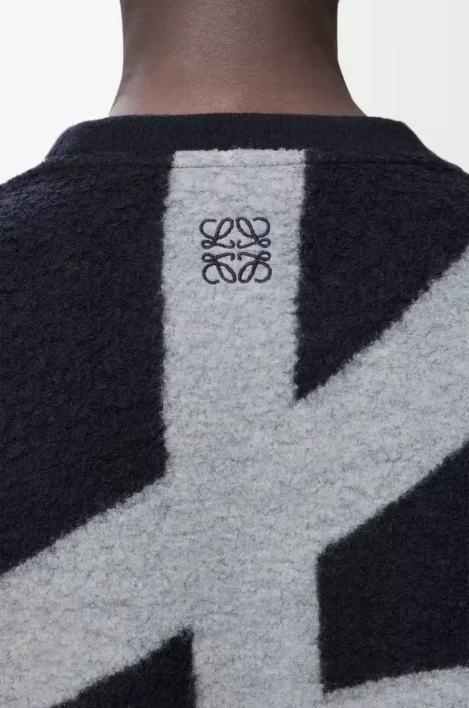 Sweatshirt aus Wolle und Baumwolle Navy/Grau