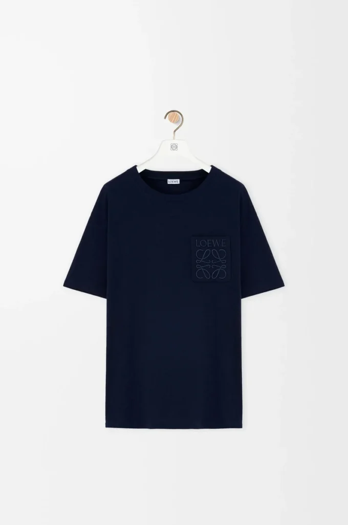 T-Shirt aus Baumwolle in Dark Navy mit lockerer Passform