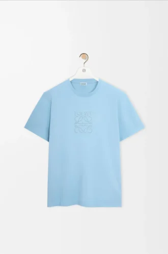T-Shirt aus Baumwolle in hellblau mit lockerer Passform