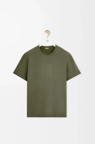 T-Shirt aus Baumwolle in Khaki-Grün mit lockerer Passform