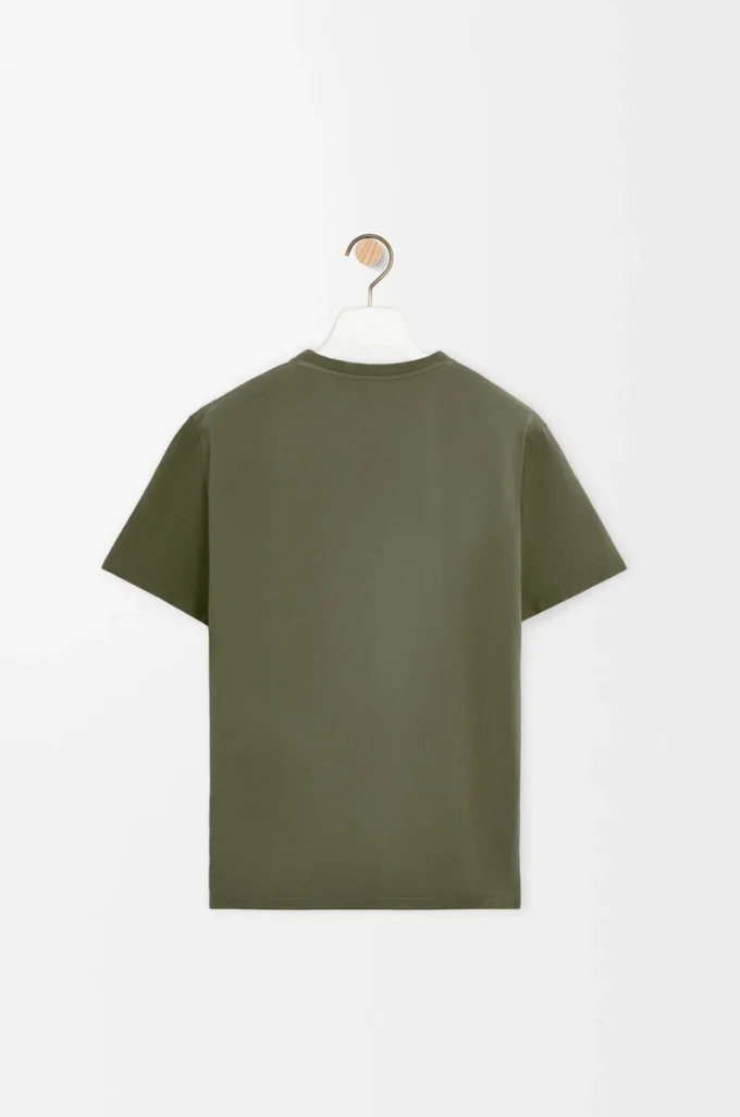 T-Shirt aus Baumwolle in Khaki-Grün mit lockerer Passform