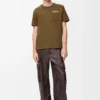 T-Shirt aus Baumwolle in Khaki-Grün mit lockerer Passform
