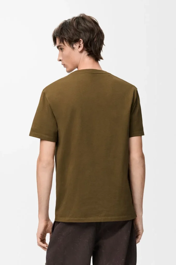 T-Shirt aus Baumwolle in Khaki-Grün mit lockerer Passform
