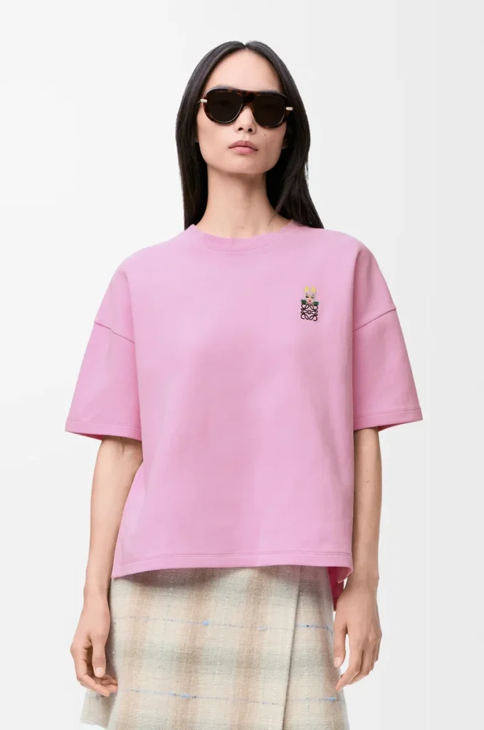 T-Shirt aus Baumwollmischung in regulärer Passform Rosa