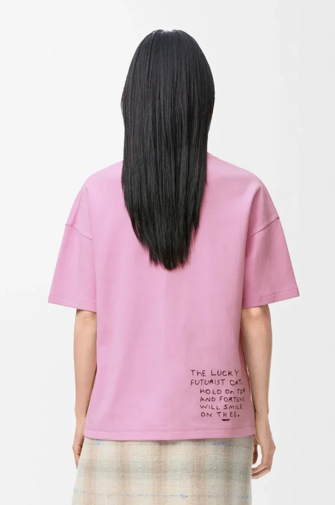 T-Shirt aus Baumwollmischung in regulärer Passform Rosa