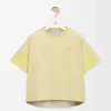 T-Shirt in Boxerschnitt aus Baumwolle und Seide in Hellgrau/Hellcitrin