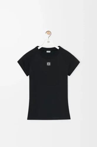 T-Shirt in kleiner Passform aus Baumwollmischung Schwarz