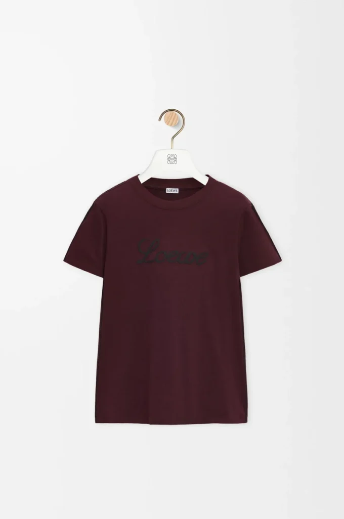 T-Shirt in lockerer Passform aus Baumwolle in Burgunderrot