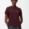 T-Shirt in lockerer Passform aus Baumwolle in Burgunderrot