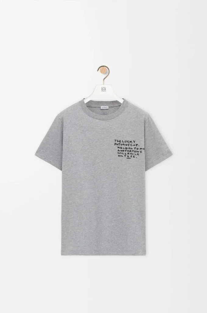 T-Shirt in regulärer Passform aus Baumwolle Grau meliert