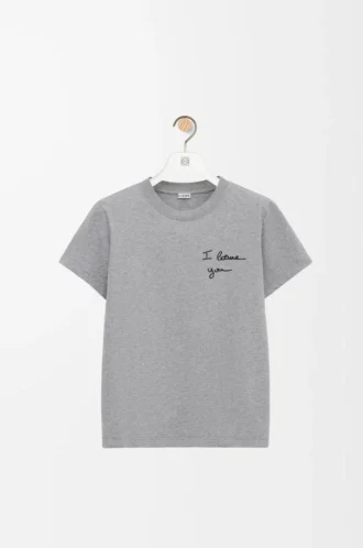 T-Shirt in regulärer Passform aus Baumwolle Grau meliert