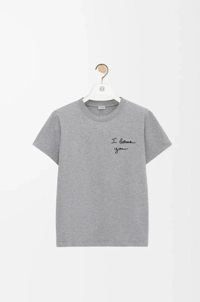 T-Shirt in regulärer Passform aus Baumwolle Grau meliert