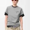 T-Shirt in regulärer Passform aus Baumwolle Grau meliert