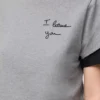 T-Shirt in regulärer Passform aus Baumwolle Grau meliert