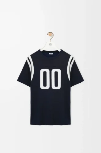 T-Shirt in regulärer Passform aus Baumwolle und Viskose in Dunkelblau