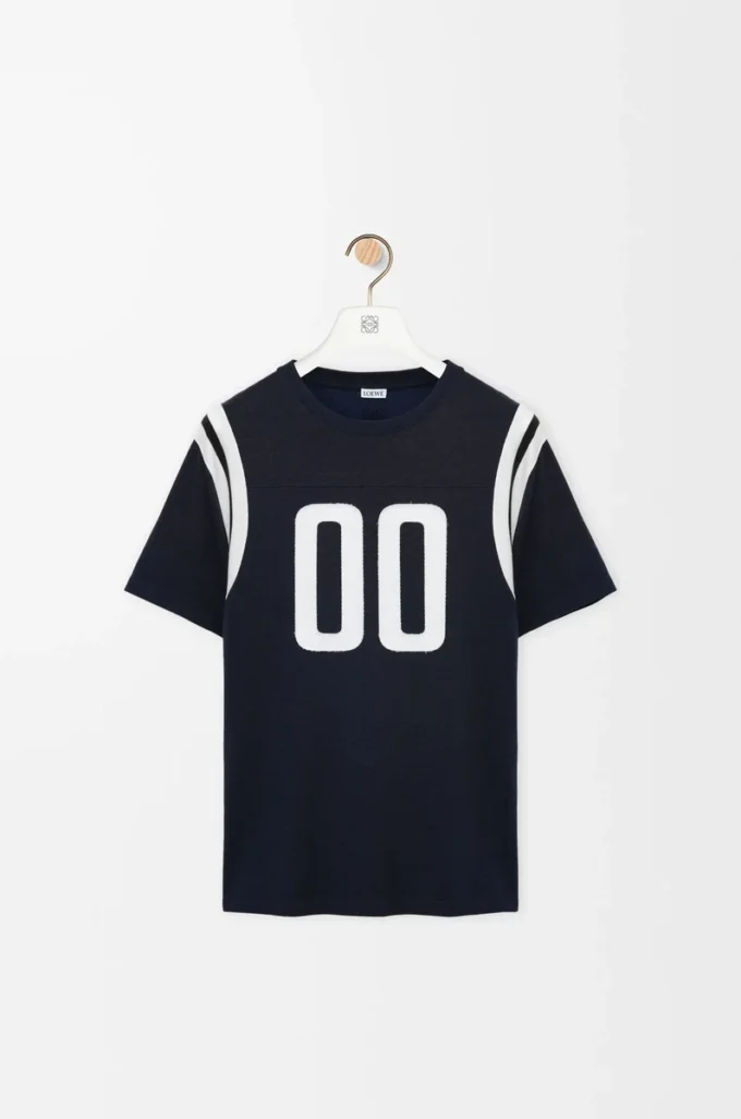 T-Shirt in regulärer Passform aus Baumwolle und Viskose in Dunkelblau
