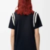 T-Shirt in regulärer Passform aus Baumwolle und Viskose in Dunkelblau