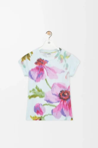 T-Shirt in schmaler Passform aus Baumwollmischung Hellblau/Mehrfarbig