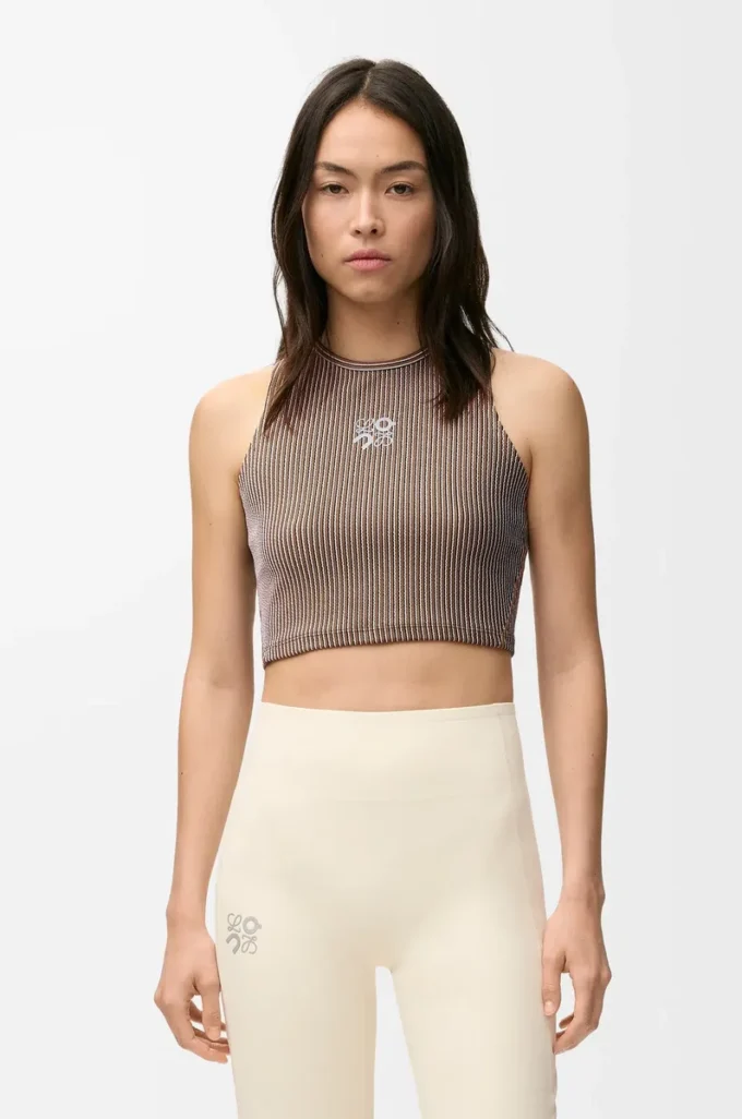 Tanktop aus Funktionsjersey Braun/Pink