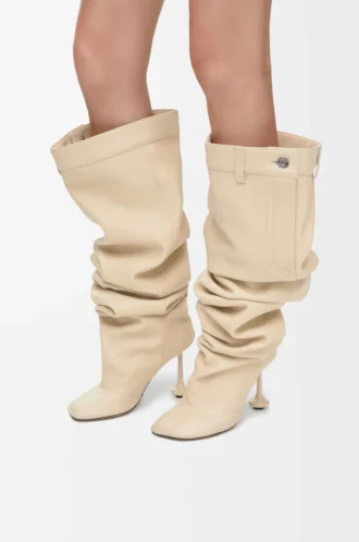 Toy Overknee-Stiefel aus Nappa-Lammleder in Hafermilch