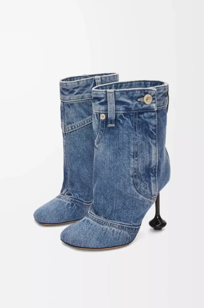 Toy Panta Stiefeletten aus gewaschenem Denim Gewaschener Denim