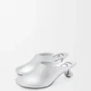 Toy Pantolette aus laminiertem Lammleder Silber