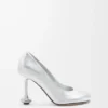 Toy Pumps aus laminiertem Lammleder Silber