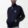 Trainingsjacke aus technischem Jersey in Dunkelblau