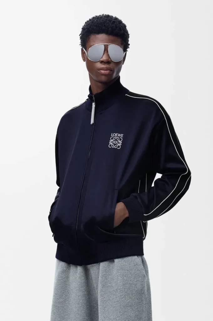 Trainingsjacke aus technischem Jersey in Dunkelblau