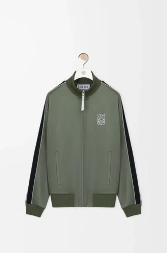 Trainingsjacke aus technischem Jersey in Khaki-Grün