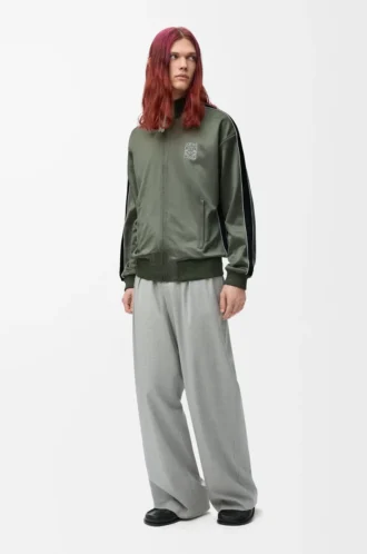 Trainingsjacke aus technischem Jersey in Khaki-Grün