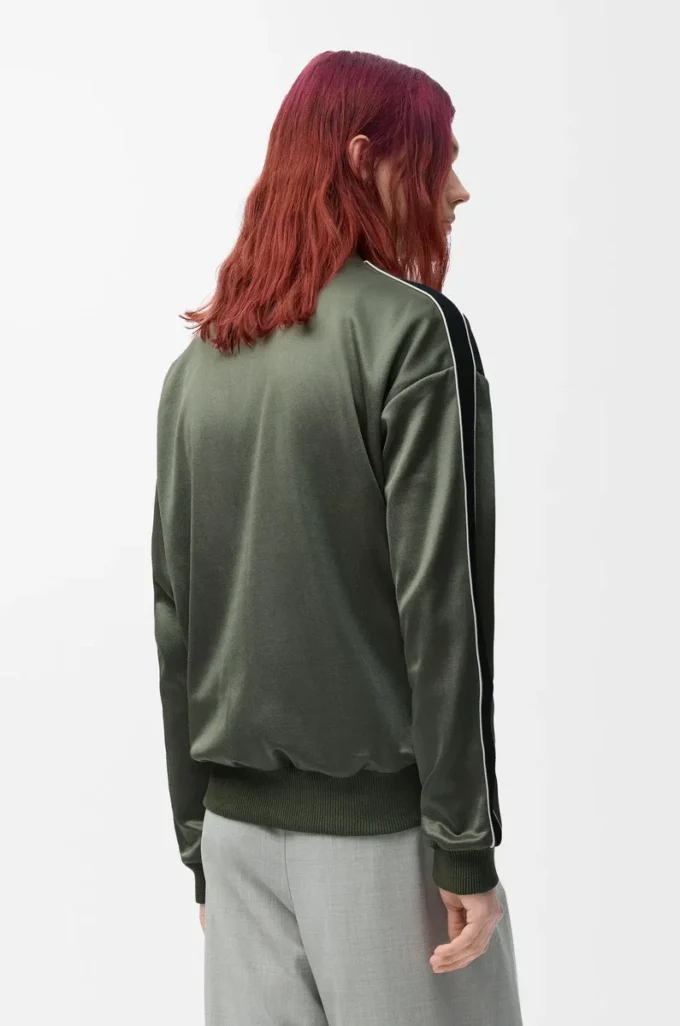 Trainingsjacke aus technischem Jersey in Khaki-Grün
