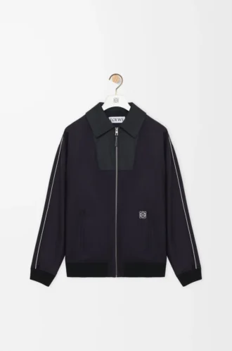 Trainingsjacke aus Wolle Navy/Grau
