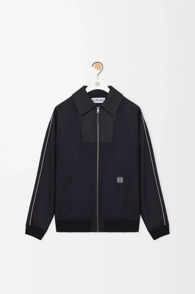 Trainingsjacke aus Wolle Navy/Grau