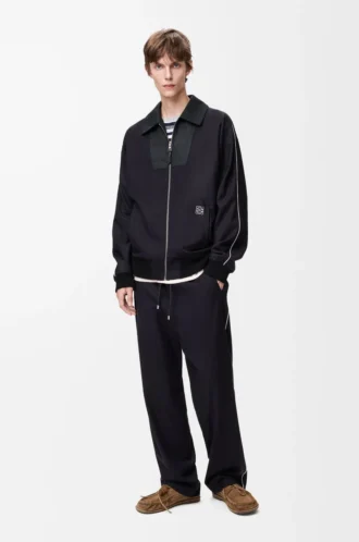Trainingsjacke aus Wolle Navy/Grau