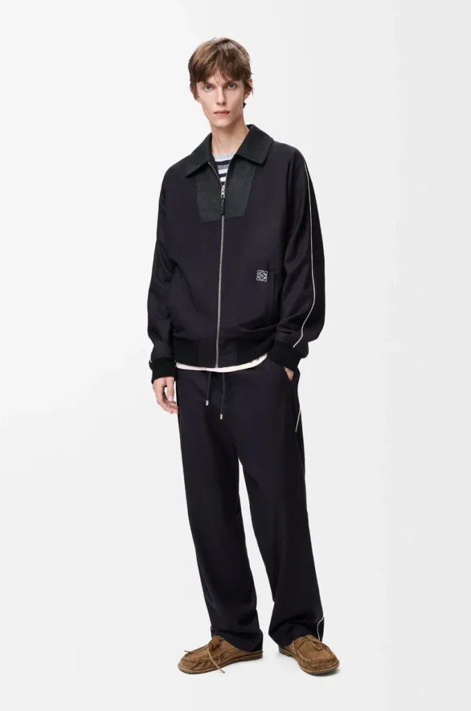 Trainingsjacke aus Wolle Navy/Grau