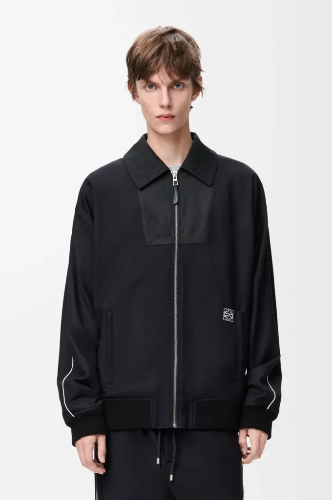 Trainingsjacke aus Wolle Navy/Grau