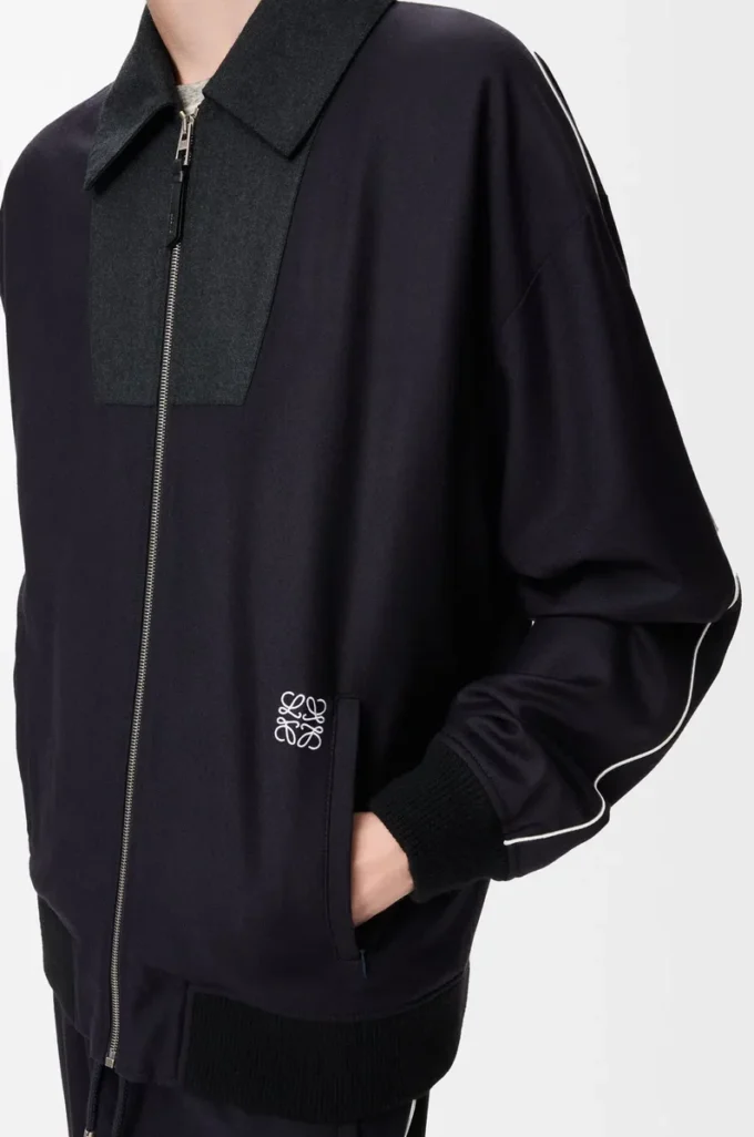 Trainingsjacke aus Wolle Navy/Grau